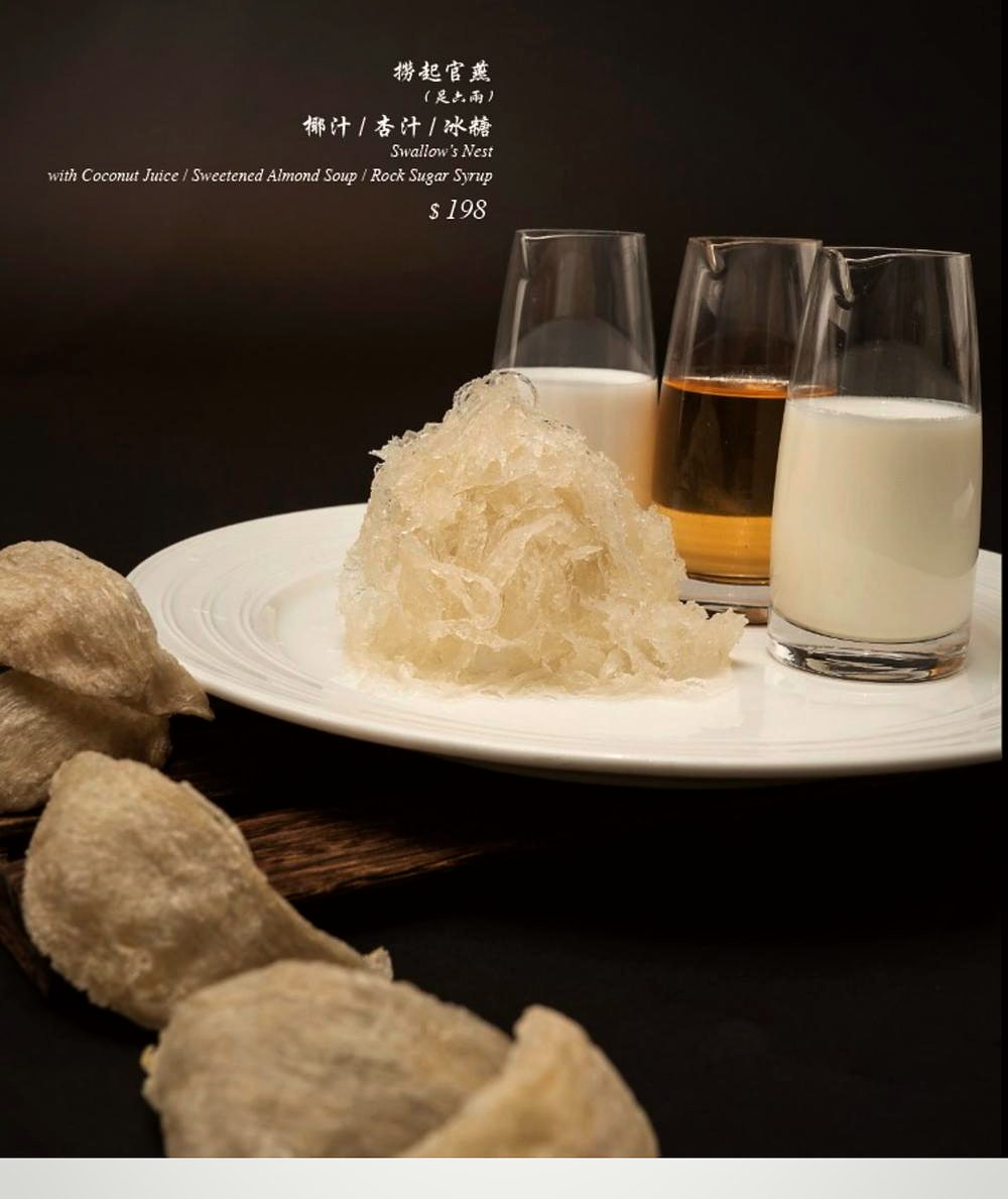 Swallow's nest with coconut and almond soups